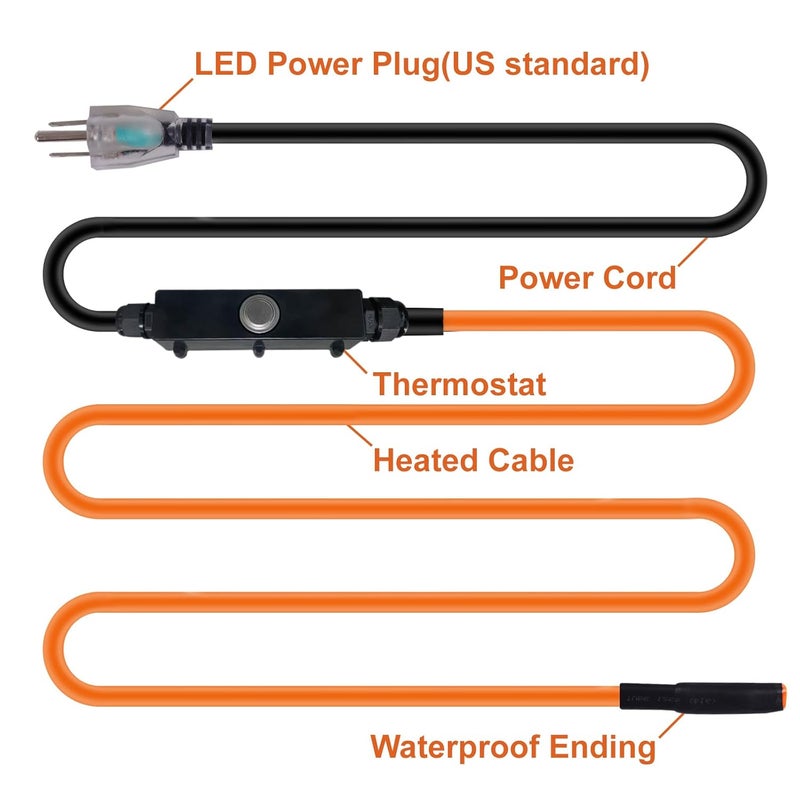 Cupohus Self-Regulating Heat Tape for Water Pipes 9FT, Waterproof Thermostat for Outdoor, Freeze Protection Heat Trace Cable for Metal, Plastic Home Pipes, Roof and RV, 110-120V - Image 5